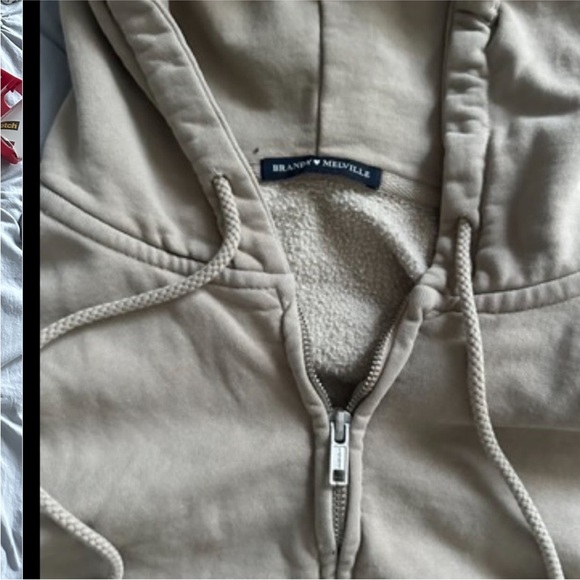 Brandy Melville Beige Zip-Up Hoodie - Picture 2 of 2